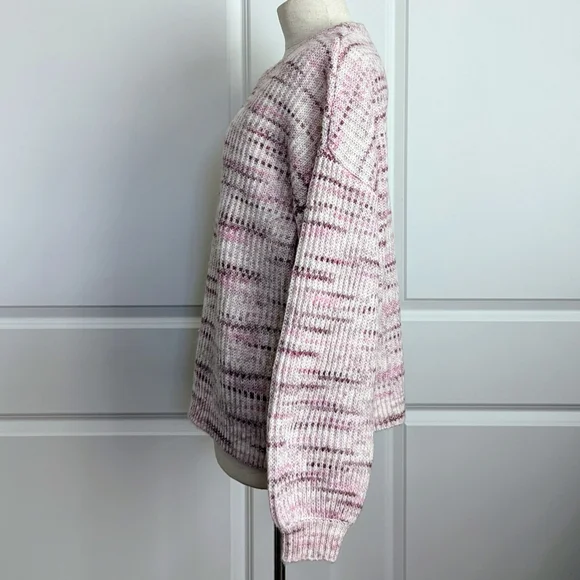 Splendid Sweater Wool Blend Chunky Knit Space Dye Oversized Black Cherry M NWT - Picture 7 of 10